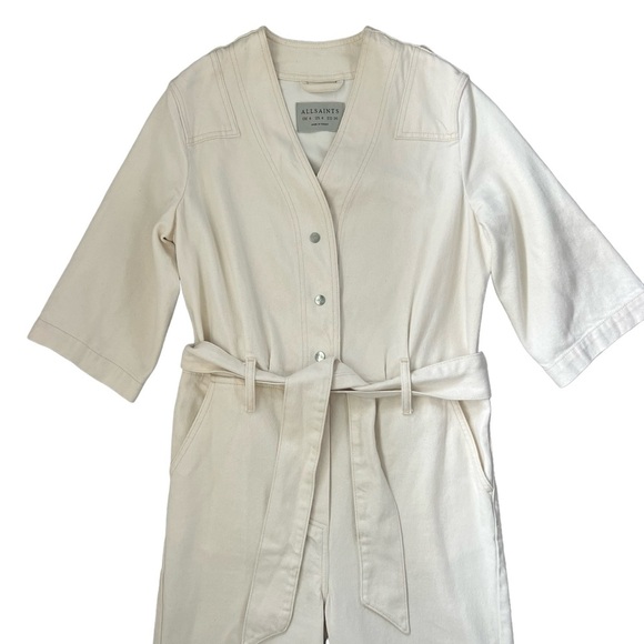 ALLSAINTS Mira Utility Denim Jumpsuit Natural White Size 4 - Picture 11 of 14